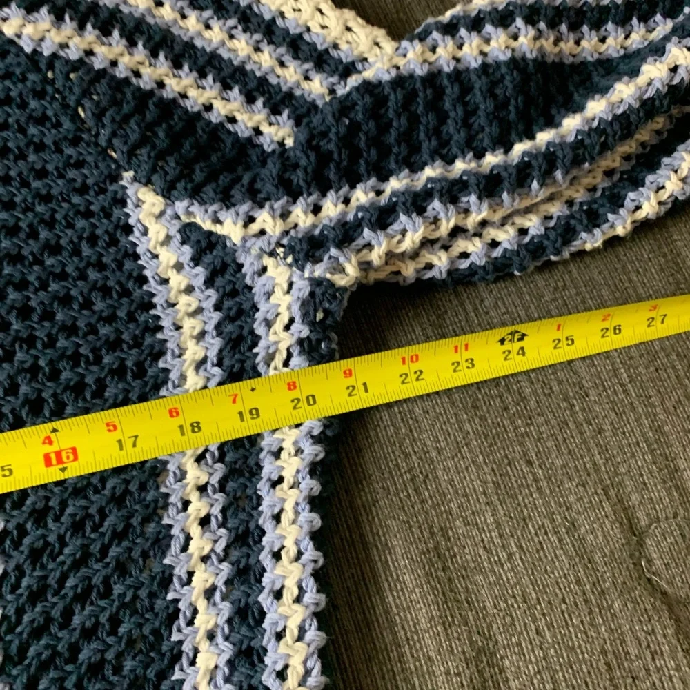 Free People Beach Dayton Pullover Sweater Blue White Large - Picture 13 of 15
